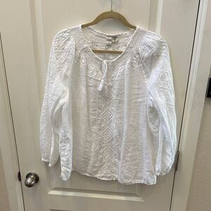 Joie White Embroidered Blouse